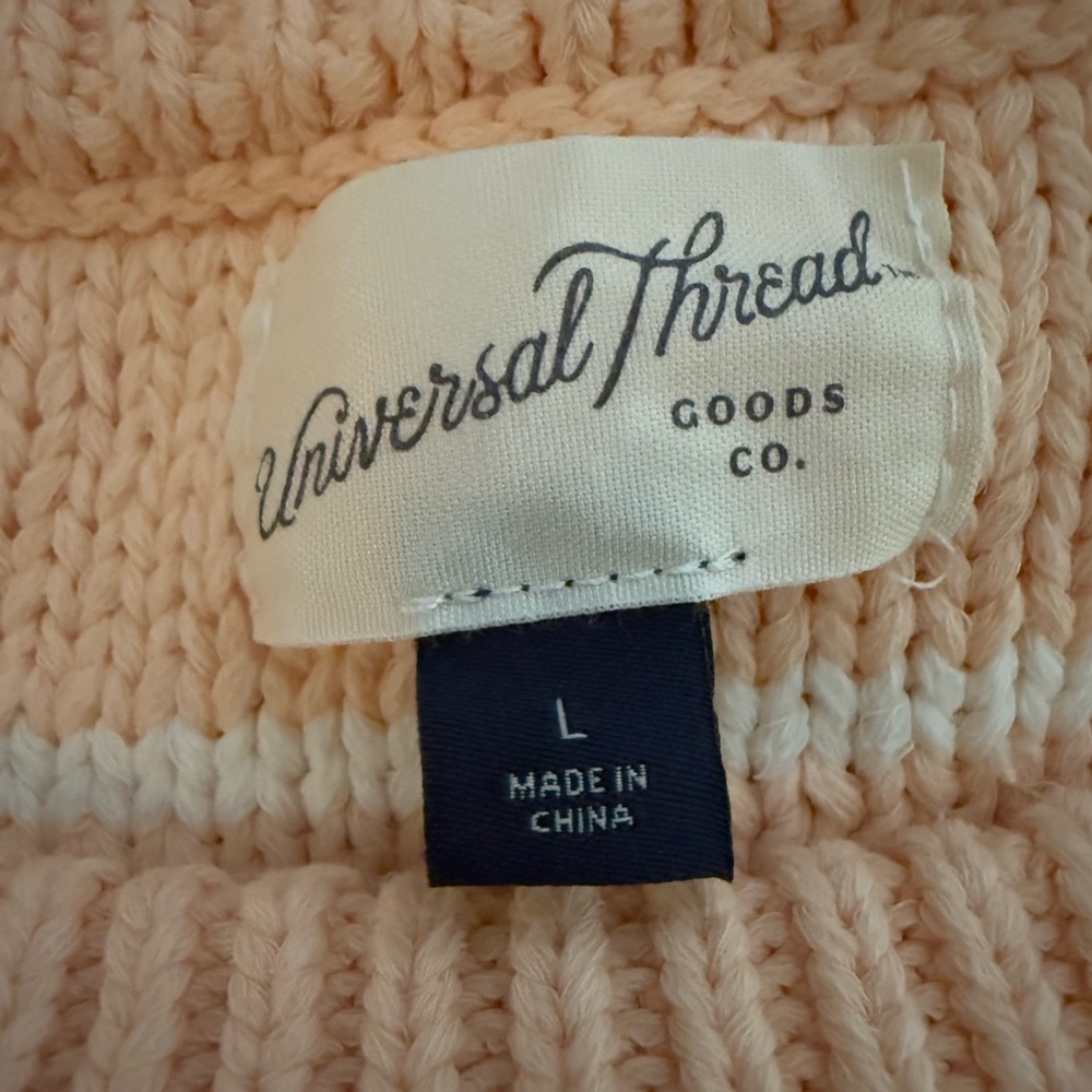Universal Thread Striped Sweater Vest Sleeveless Knit Tank Top Peach L - Picture 4 of 6